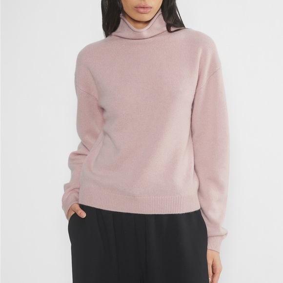 Babaton Sweaters - Babaton Bow Pink 100% Cashmere Mock Neck Sweater Size S